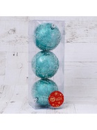 Ёлочные игрушки «Джейн», шары новогодние, набор 3 шт., d=8 см, голубой - Фото 3