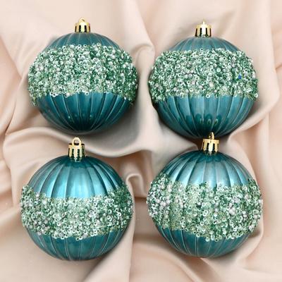 Ёлочные игрушки «Рокси», шары новогодние, d=8 см, 4 шт., зелёный