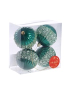 Ёлочные игрушки «Рокси», шары новогодние, d=8 см, 4 шт., зелёный 6490380
