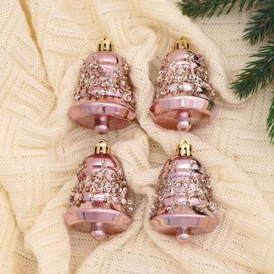 Набор ёлочных игрушек 4 шт. «Зимнее волшебство. Время праздника» пластик, 5 см, розовый