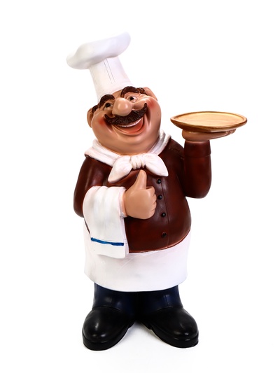 Садовая фигура из полистоуна «Шеф - повар с подносом», 15×36×62 см