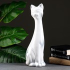 Фигура "Кот" белая в серебре, 14х40х15см - фото 318652043