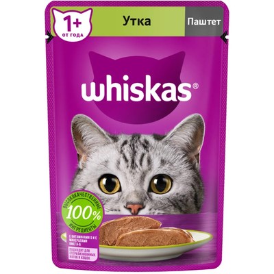 Влажный корм Whiskas для кошек, утка, паштет, 75 г