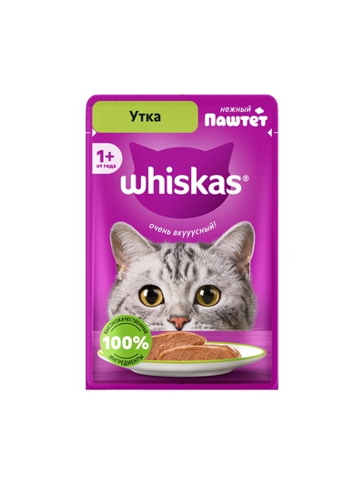 Влажный корм Whiskas для кошек, утка, паштет, 75 г