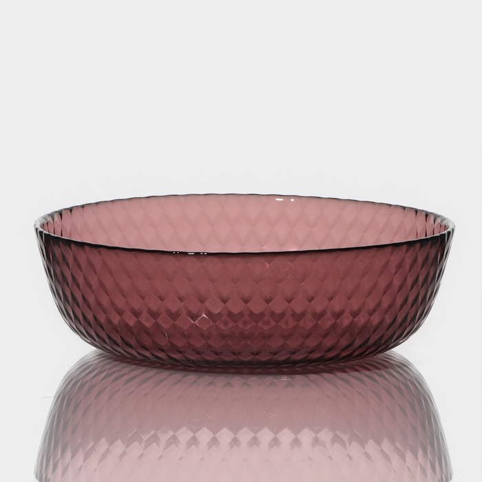 Тарелка глубокая стеклянная «Идиллия», d=18 см, цвет лилак - Фото 1