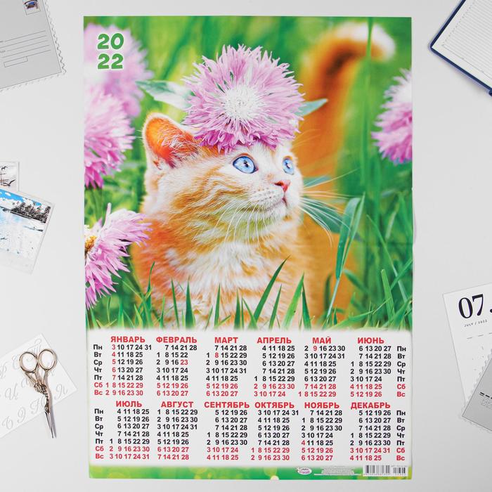Календарь листовой А2 "Кошки 2022 - 1" - Фото 1