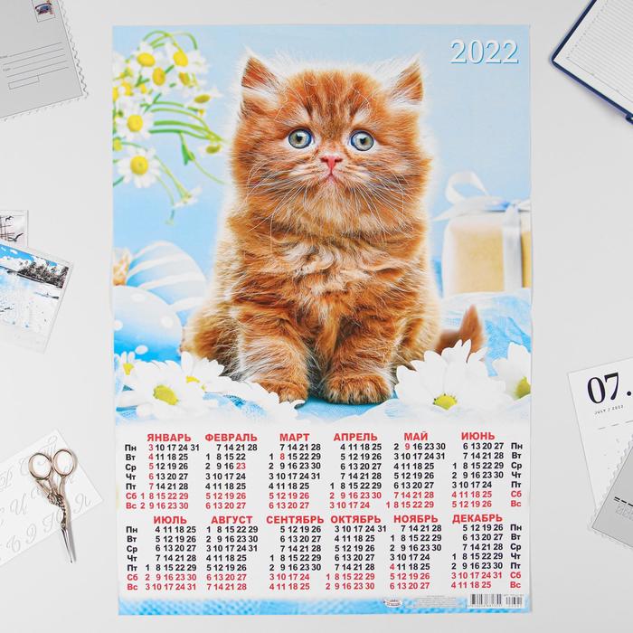 Календарь листовой А2 "Кошки 2022 - 3" - Фото 1