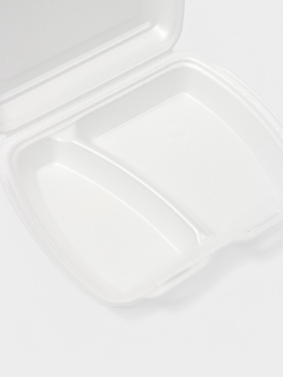 Ланч - бокс одноразовый, 24,7×20,6×7 см, 2 секции, белый