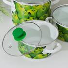 Набор эмалированных кастрюль «Поздние яблоки», 3 шт.: 1.5 л, 2.3 л, 5 л, индукция, белый - Фото 2