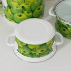 Набор эмалированных кастрюль «Поздние яблоки», 3 шт.: 1.5 л, 2.3 л, 5 л, индукция, белый - Фото 3