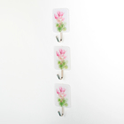 Крючок на липучке «Розовые цветы», 3 шт, цвет белый - Фото 1