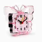 Часы - будильник настольные "Бабочка", дискретный ход, циферблат 5.5 см, 9 х 8 см, розовые - Фото 2