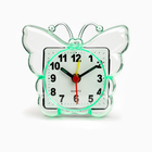 Часы - будильник настольные "Бабочка", дискретный ход, циферблат 5.5 см, 9 х 8 см, зеленые - Фото 2