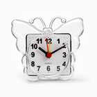 Часы - будильник настольные "Бабочка", дискретный ход, циферблат 5.5 см, 9 х 8 см, АА, белые - фото 10767832