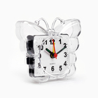 Часы - будильник настольные "Бабочка", дискретный ход, циферблат 5.5 см, 9 х 8 см, АА, белые - фото 10767833