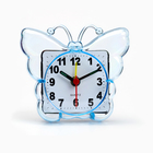 Часы - будильник настольные "Бабочка", дискретный ход, циферблат 5.5 см, 9 х 8 см, синие - Фото 2