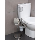 Стойка напольная с держателем для туалетной бумаги, освежителя и ершика, 80 см, хром - Фото 3