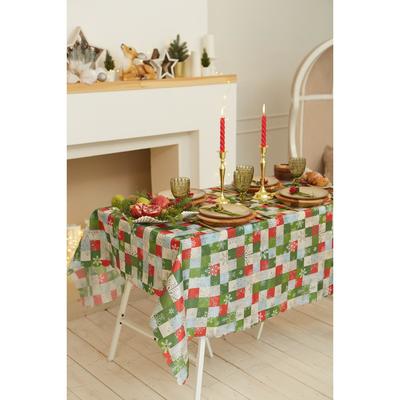 Скатерть новогодняя Доляна "Новогодняя мозаика" 110*145 +/- 2 см, 100% п/э