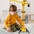 Кран «Стройка», дистанционное управление, 3 варианта сборки, высота 1,28 м, цвет жёлтый - Фото 4