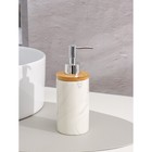Набор аксессуаров для ванной комнаты SAVANNA «Натура», 2 предмета (дозатор 400 мл, стакан, на подставке), цвет бело-серый - фото 24586314
