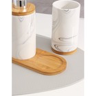 Набор аксессуаров для ванной комнаты SAVANNA «Натура», 2 предмета (дозатор 400 мл, стакан, на подставке), цвет бело-серый - фото 24586316