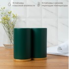Набор аксессуаров для ванной комнаты «Натура», 3 предмета (дозатор 400 мл, 2 стакана, на подставке), цвет зелёный - Фото 6