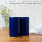 Набор аксессуаров для ванной комнаты «Натура», 3 предмета (дозатор 400 мл, 2 стакана, на подставке), цвет синий - фото 9920778