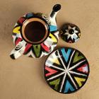 Набор чайный Риштанская керамика «Атлас», 9 предметов: чайник 800 мл, пиалы 200 мл, ляган, разноцветный - Фото 5