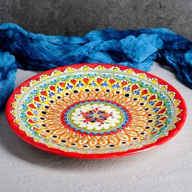 Тарелка Риштанская Керамика "Кора Калам",  27 см, разноцветная