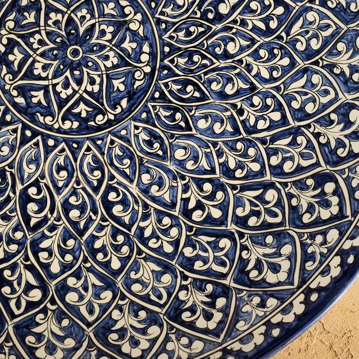 Ляган Риштанская Керамика "Кора Калам", 42 см, синий - фото 1905812640