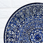 Ляган узбекский Риштанская керамика «Кора Калам», для плова, d=42 см, синий - Фото 4