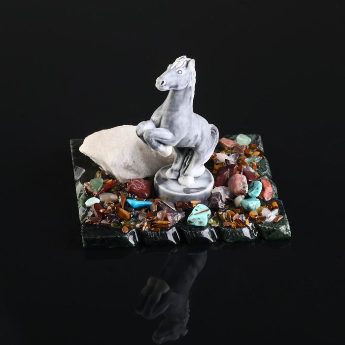 Сувенир "Лошадь на дыбах", змеевик, мрамор - фото 1902884362