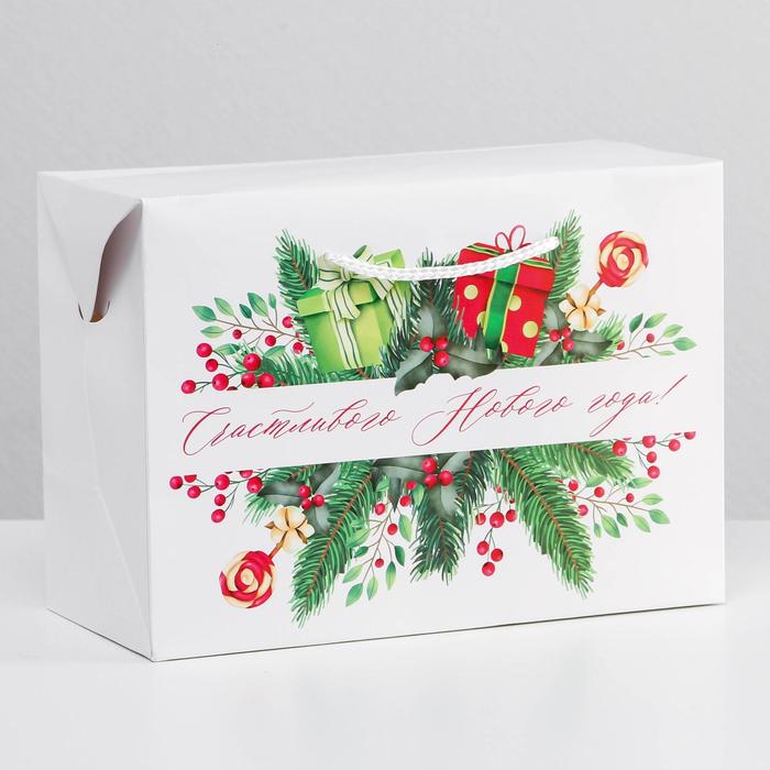 Пакет-коробка «Счастливого Нового года», 28×20×13 см