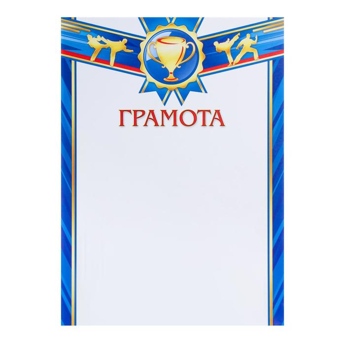 Грамота "Спортивная" синяя рамка, бумага, А4 - Фото 1