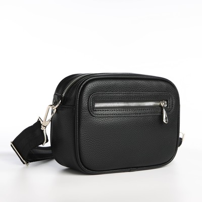 Сумка женская кросс-боди TEXTURA на молнии, 19×7×15 см, чёрная