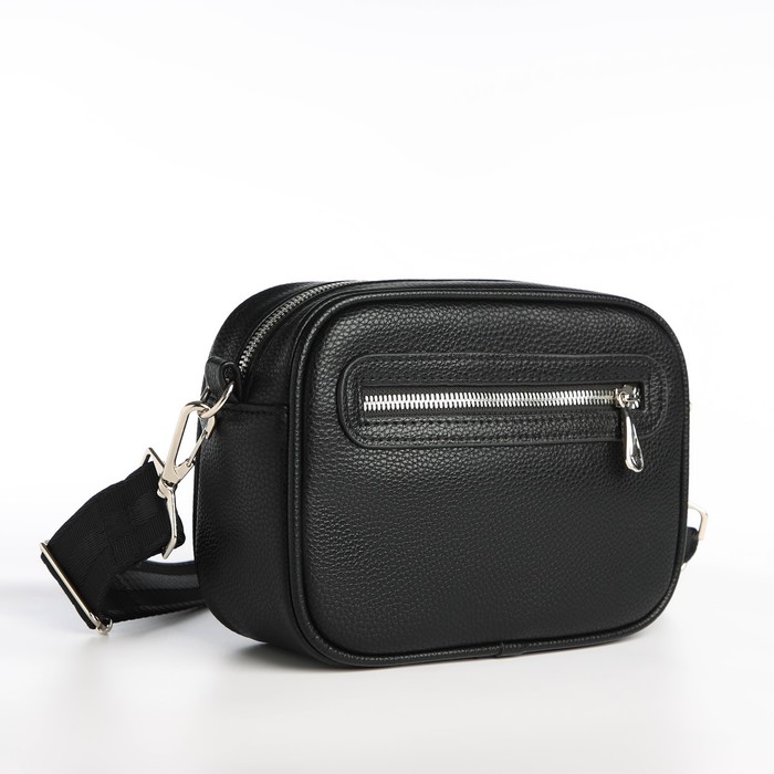 Сумка женская кросс-боди TEXTURA на молнии, 19×7×15 см, чёрная