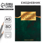 Ежедневник «Лучший в мире учитель» твёрдая обложка, формат А5, 80 листов - фото 9307396