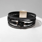 Браслет кожа на магните «Нэйчурал», бело-чёрный в серебре, 19.5 см - Фото 7