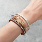 Браслет кожа «На магните» нэйчурал, бело-бежевый в золоте, 19.5 см - Фото 2