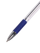 УЦЕНКА Ручка шариковая 0,5мм синяя, корпус прозрачный с резиновым держателем (штрихкод на штуке) 129 - Фото 4