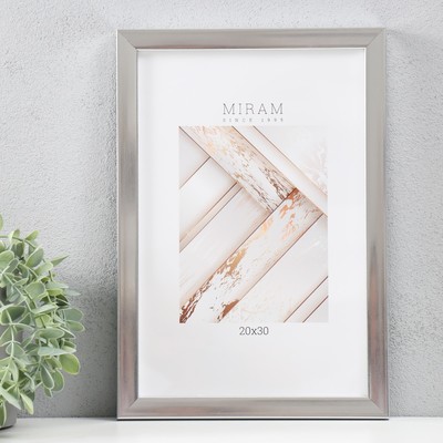 Фоторамка для фото 20×30 см «МИРАМ», пластик, серебро, (пластиковый экран)