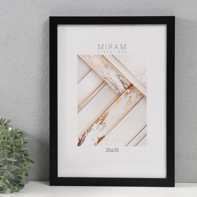 Фоторамка для фото 25×35 см «МИРАМ», пластик, чёрный, (пластиковый экран)