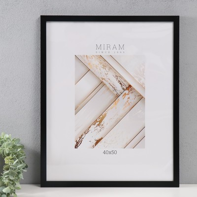 Фоторамка для фото 40×50 см «МИРАМ», пластик, чёрный, (пластиковый экран)