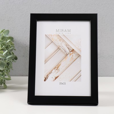 Фоторамка для фото 15×21 см «МИРАМ», пластик, чёрный, (пластиковый экран)