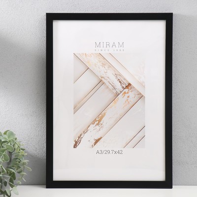 Фоторамка для фото 29.7×42 см (А3) «МИРАМ», пластик, чёрный, (пластиковый экран)