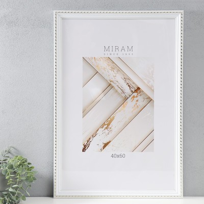 Фоторамка для фото 40×60 см «МИРАМ», пластик, белый, (пластиковый экран)