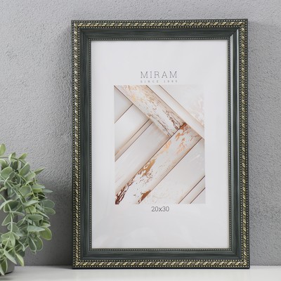 Фоторамка для фото 20×30 см «МИРАМ», пластик, зелёный, (пластиковый экран)