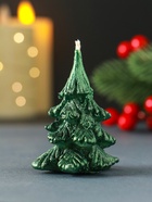 Свеча декоративная «Ёлочка», 7 см, зелёная, МИКС (комплект 2 шт) - фото 60793329