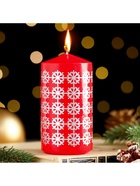 Свеча-цилиндр «Ёлочные шары», 5×10 см, красная с серебром - Фото 2