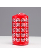 Свеча-цилиндр «Ёлочные шары», 5×10 см, красная с серебром - Фото 4